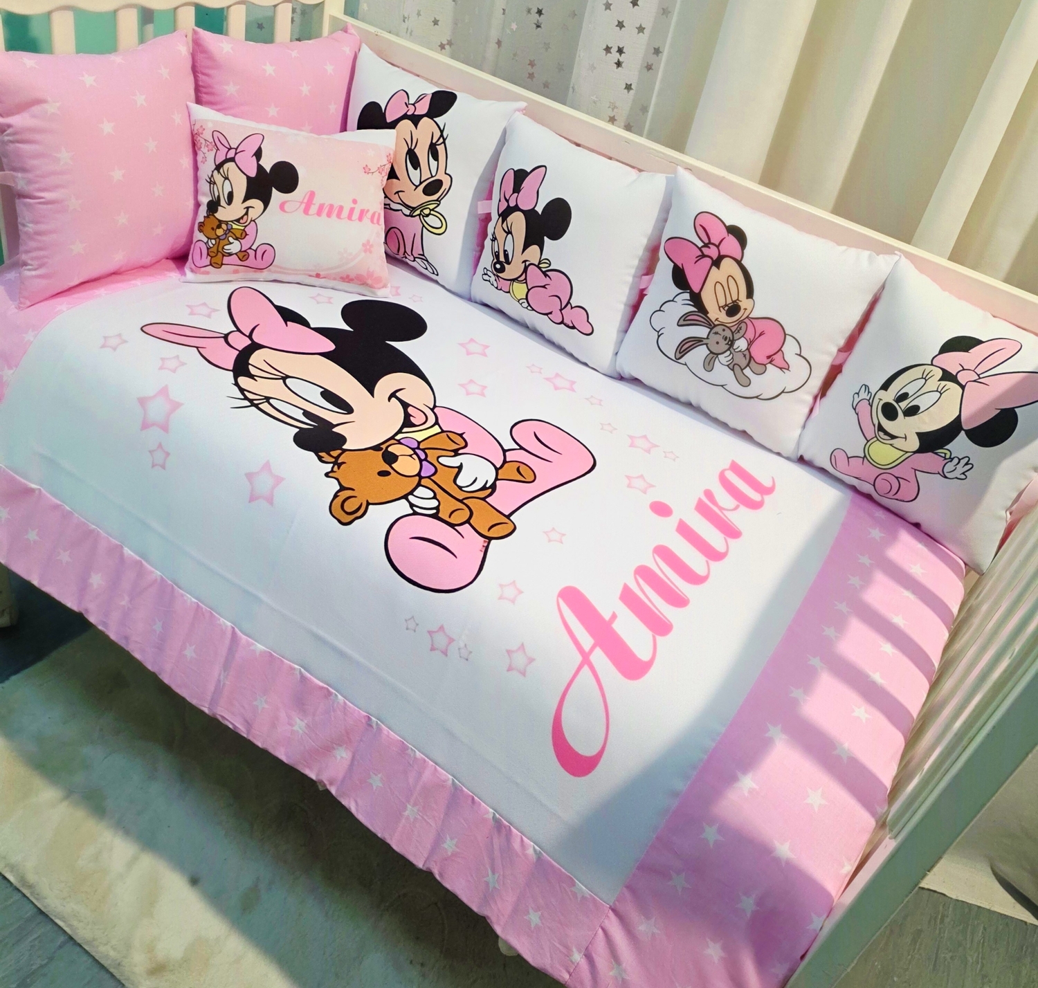Conjunto Fantasia «Minnie estrelas rosas»