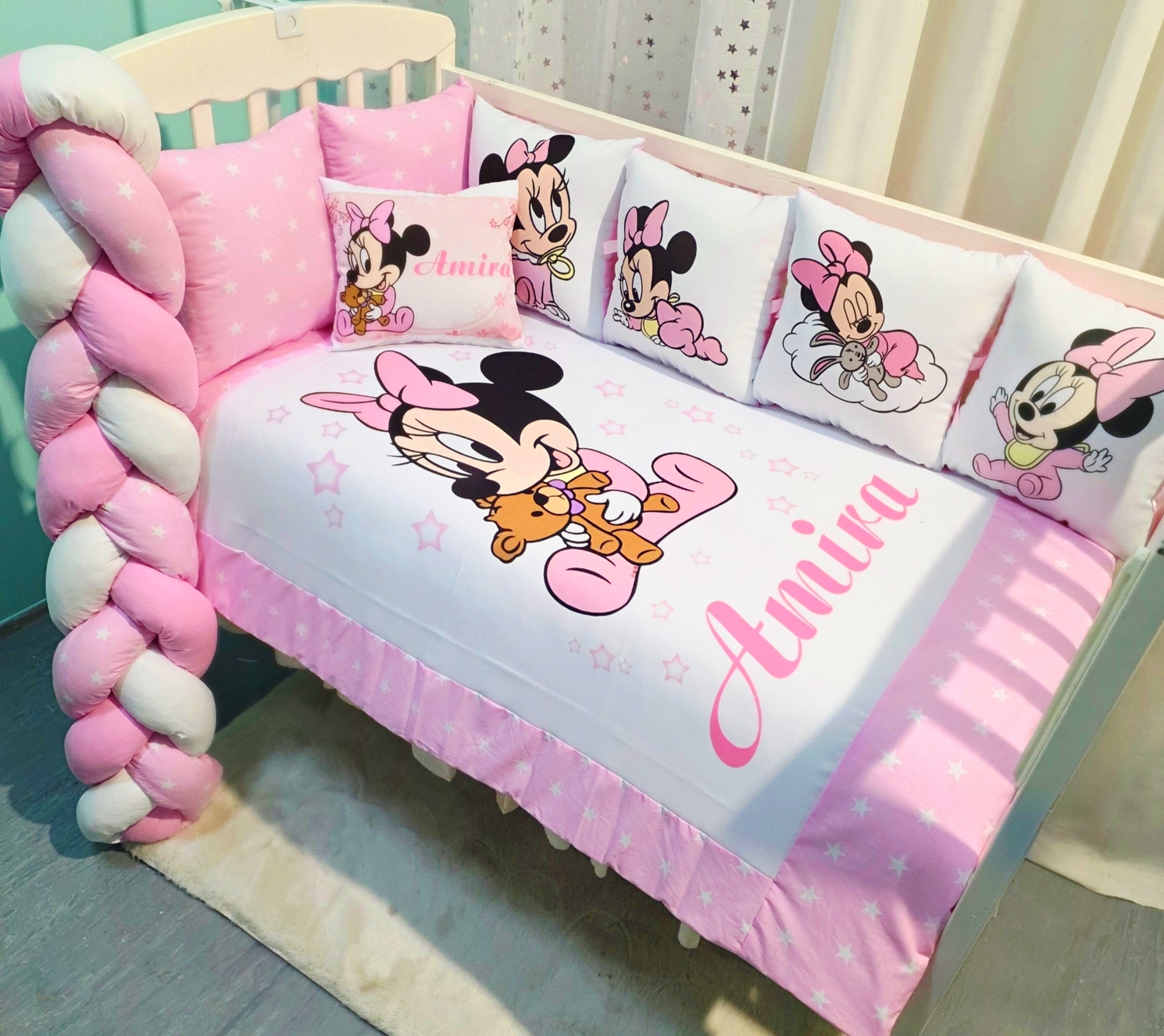 Conjunto Fantasia «Minnie estrelas rosas»